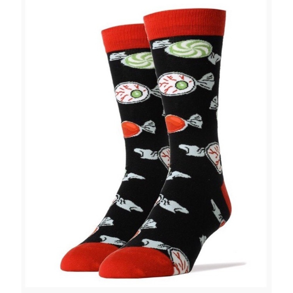 OOOH YEAH SOCKS Eye Candy Halloween Crew mens Shoe SZ 8-13 Red Black